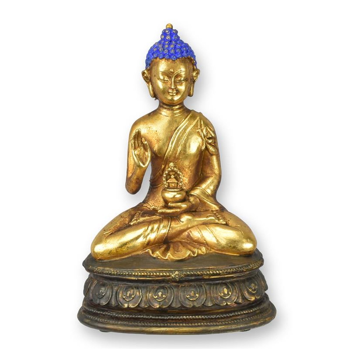 A RESIN FIGURINE OF A BUDDHA