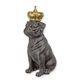 A RESIN FIGURINE OF A CROWNED BULLDOG
