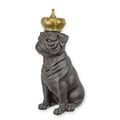 A RESIN FIGURINE OF A CROWNED BULLDOG