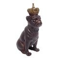 A RESIN FIGURINE OF A CROWNED BULLDOG