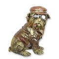 A RESIN FIGURINE OF A DRESSED ENGLISH BULLDOG WITH CIGAR