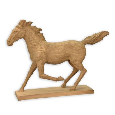 A RESIN FIGURINE OF A GALLOPING HORSE