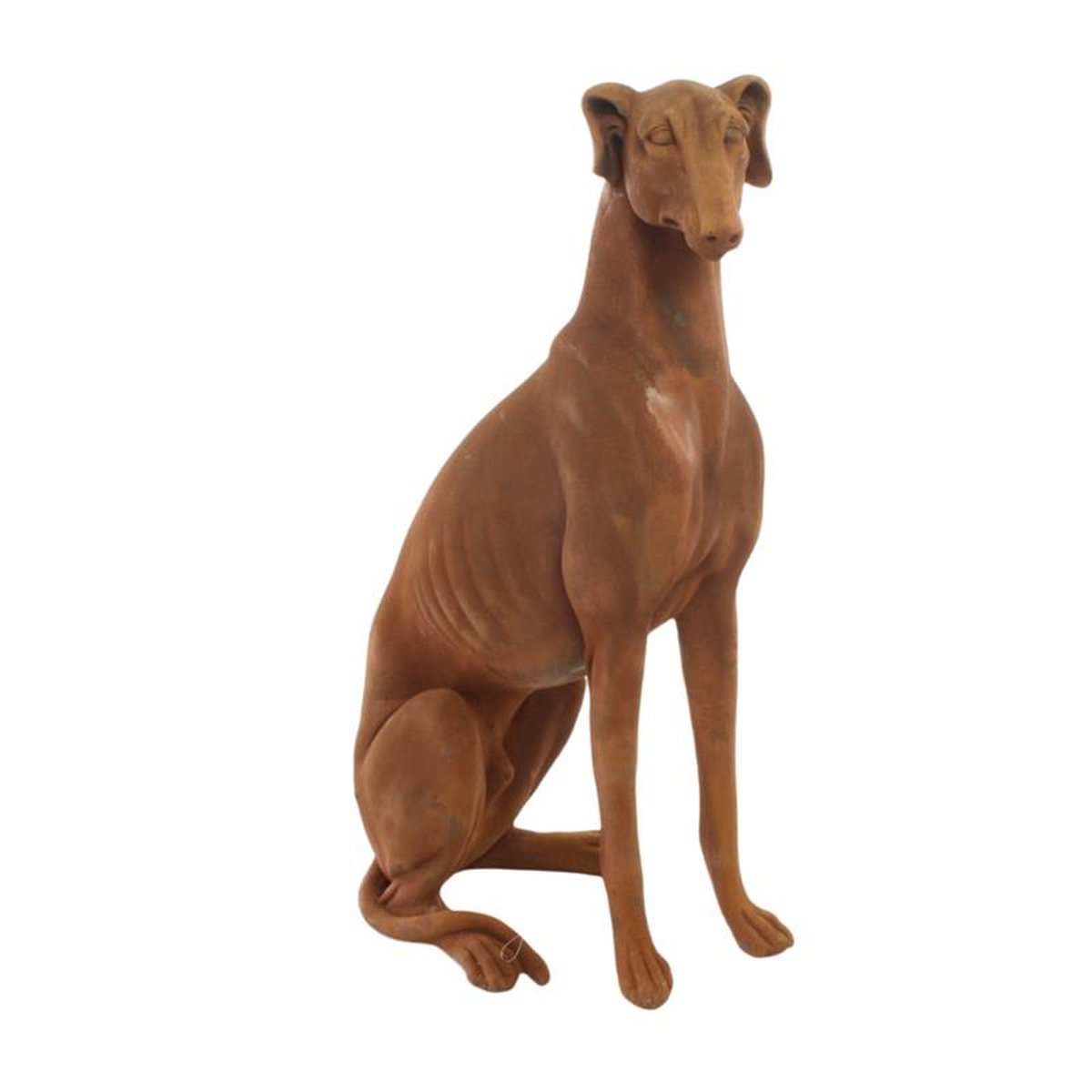 A RESIN FIGURINE OF A GREYHOUND