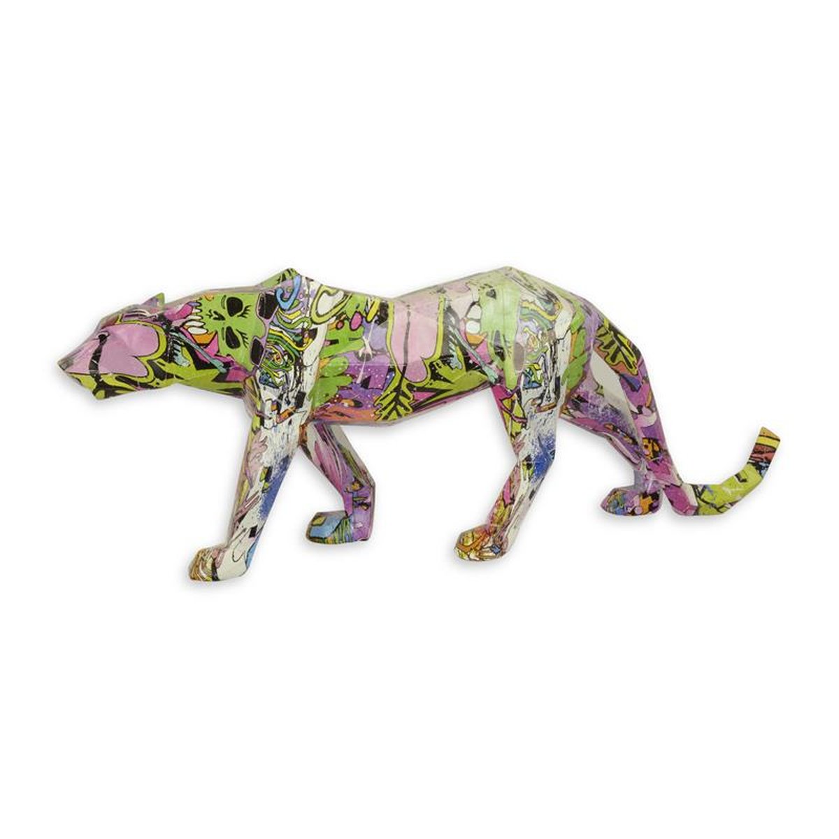 A  RESIN FIGURINE OF A HYDROGRAPHIC DIPPED LEOPARD