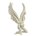 A RESIN FIGURINE OF A KNEELING ANGEL