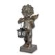 A RESIN FIGURINE OF A PUTTO HOLDING A LANTERN