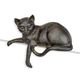 A RESIN FIGURINE OF A RECLINING CAT