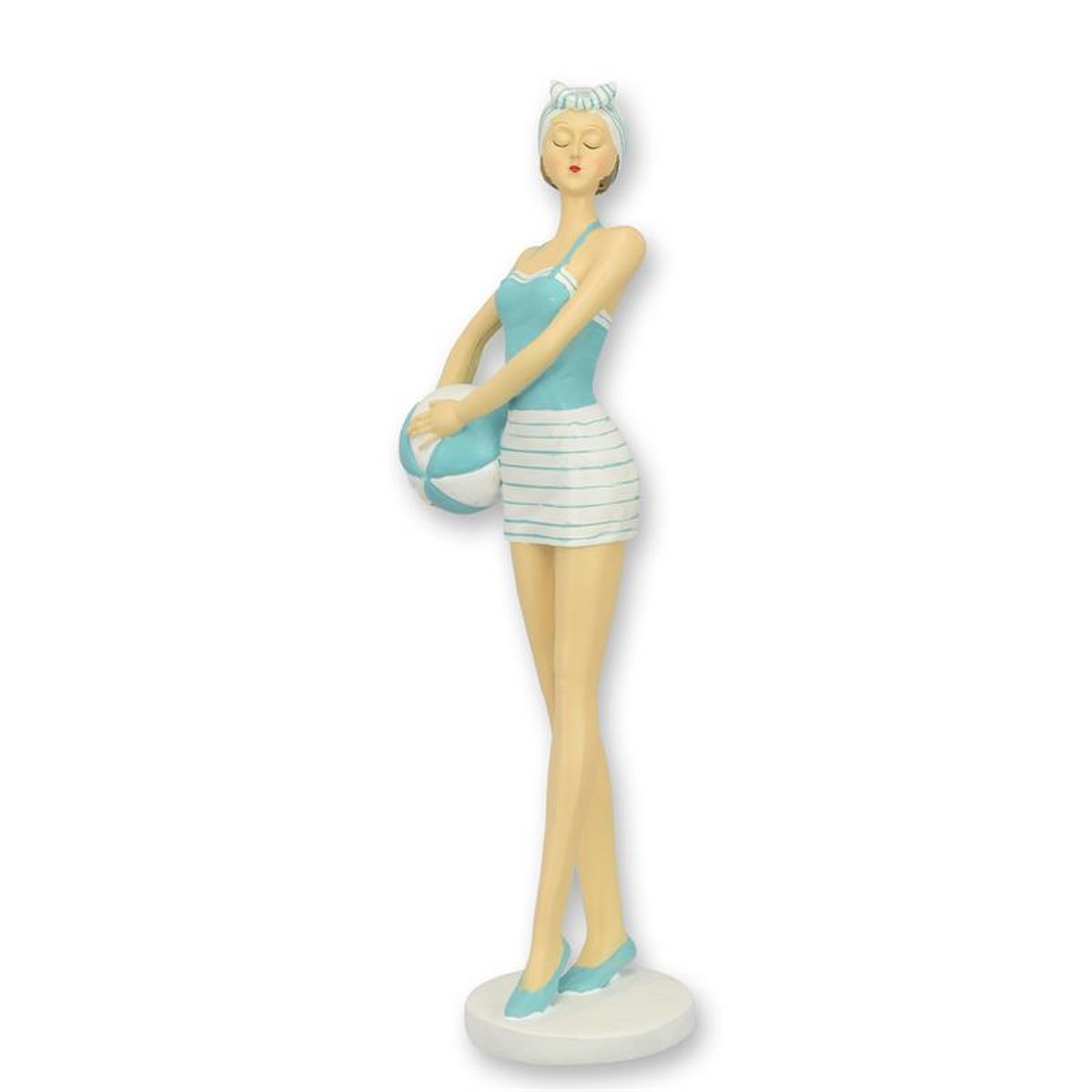 A RESIN FIGURINE OF A RETRO BEACH GIRL