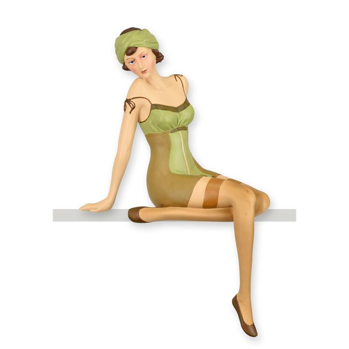 A RESIN FIGURINE OF A RETRO PIN-UP GIRL