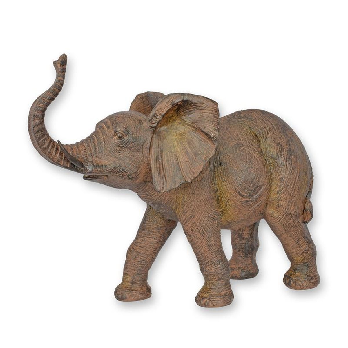A RESIN FIGURINE OF AN ELEPHANT