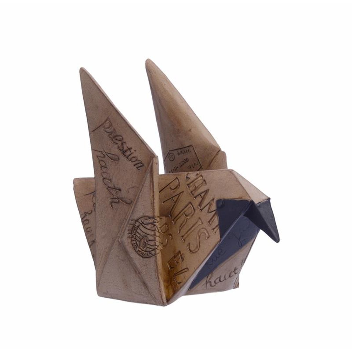 A RESIN FIGURINE OF AN ORIGAMI STYLE BIRD