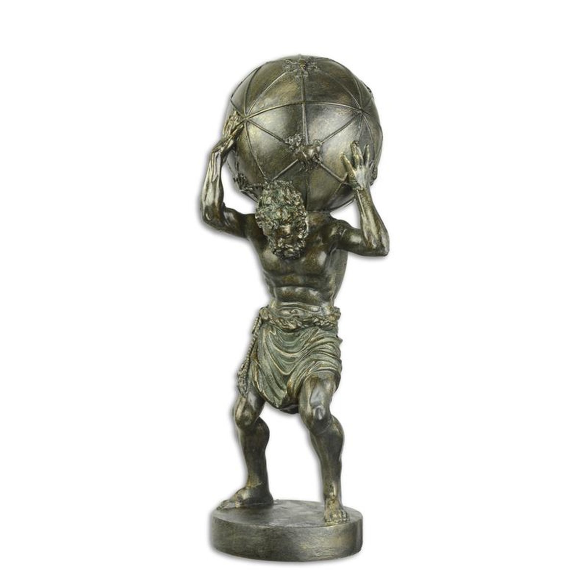 A RESIN FIGURINE OF ATLAS