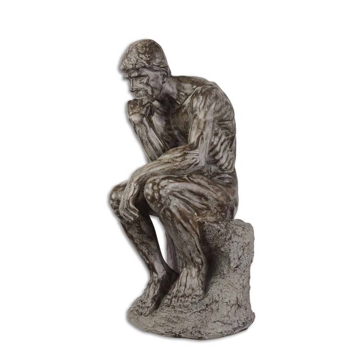 A RESIN FIGURINE OF THE THINKER""