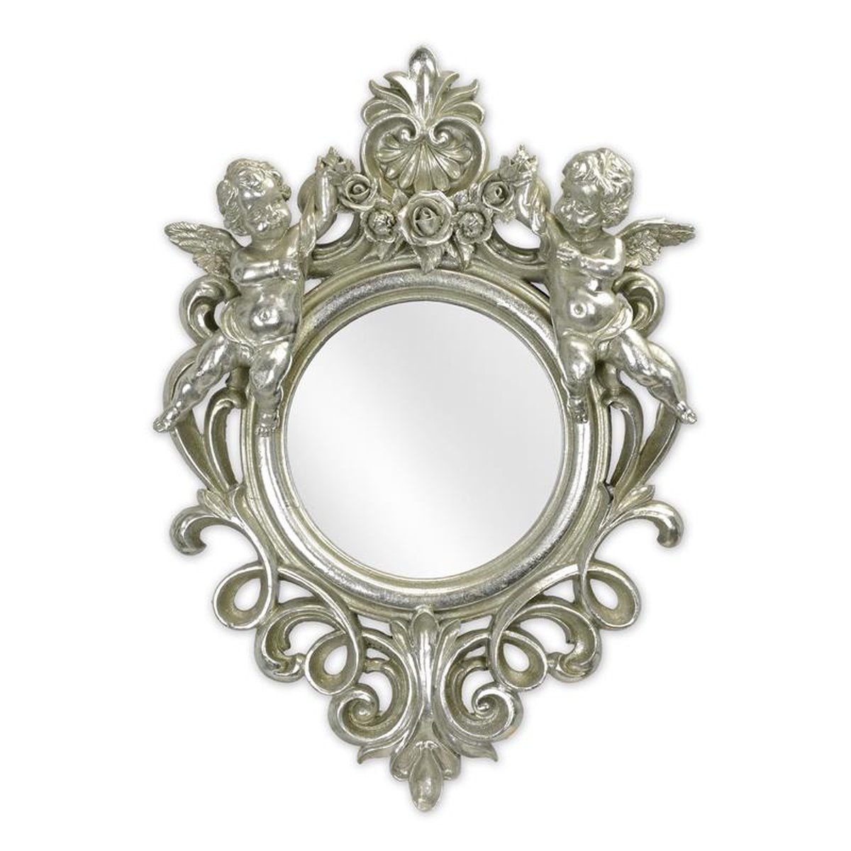 A RESIN FRAMED SILVER MIRROR