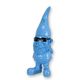 A RESIN GARDEN GNOME WITH SUNGLASSES - BLUE
