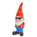 A RESIN GARDEN GNOME WITH SUNGLASSES - MULTI COLOR