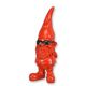 A RESIN GARDEN GNOME WITH SUNGLASSES - RED