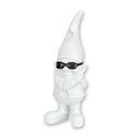 A RESIN GARDEN GNOME WITH SUNGLASSES - WHITE