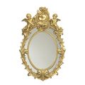A RESIN GOLD MIRROR FLANKED BY TWO PUTTI