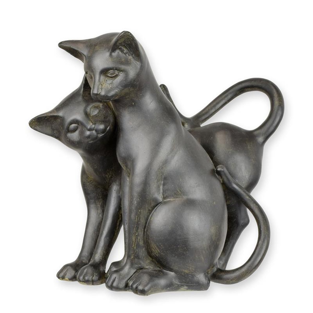 A RESIN GROUP OF TWO CUDDLING CATS