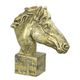 A RESIN HORSE HEAD - OLD GOLD
