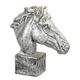 A RESIN HORSE HEAD - OLD SILVER