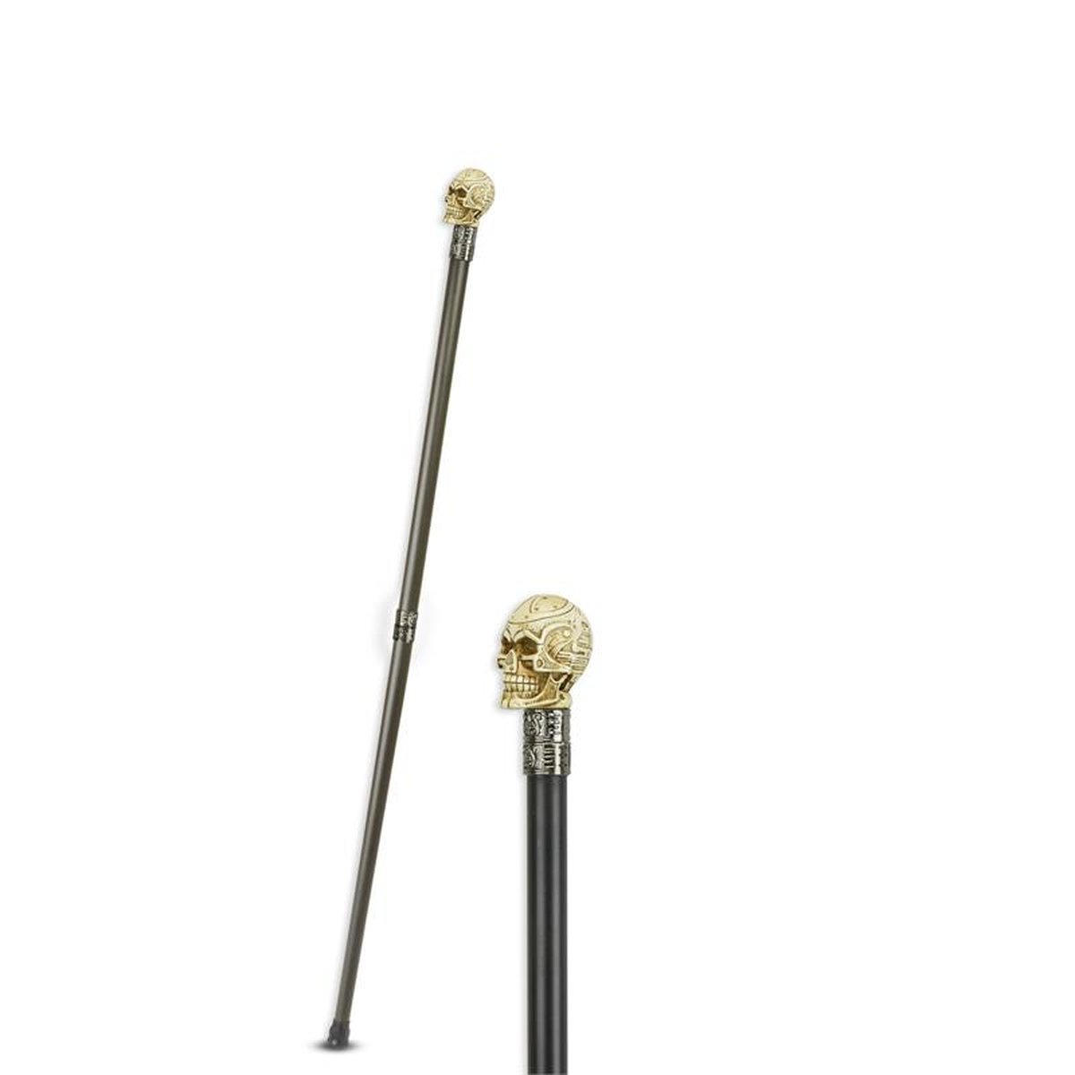 A RESIN MOUNTED ALUMINIUM WALKING STICK