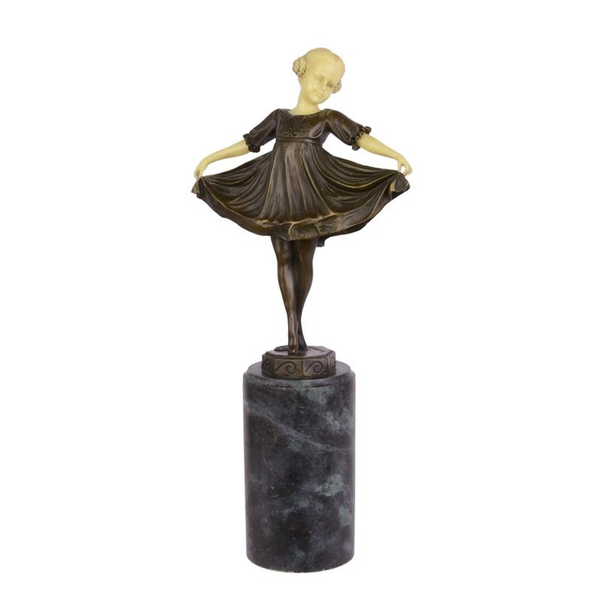 A RESIN MOUNTED BRONZE SCULPTURE CALLED LILLI