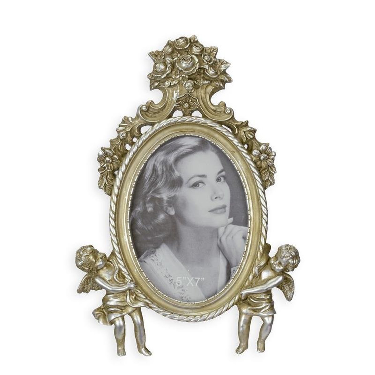 A Resin Photo Frame Flanked by Two Putti
