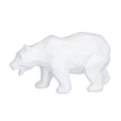 A RESIN POLYGONAL FIGURINE OF A BEAR, WHITE