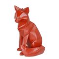 A RESIN POLYGONAL FIGURINE OF A FOX, RED
