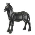 A RESIN POLYGONAL FIGURINE OF A HORSE, BLACK