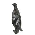 A RESIN POLYGONAL FIGURINE OF A PENGUIN, BLACK