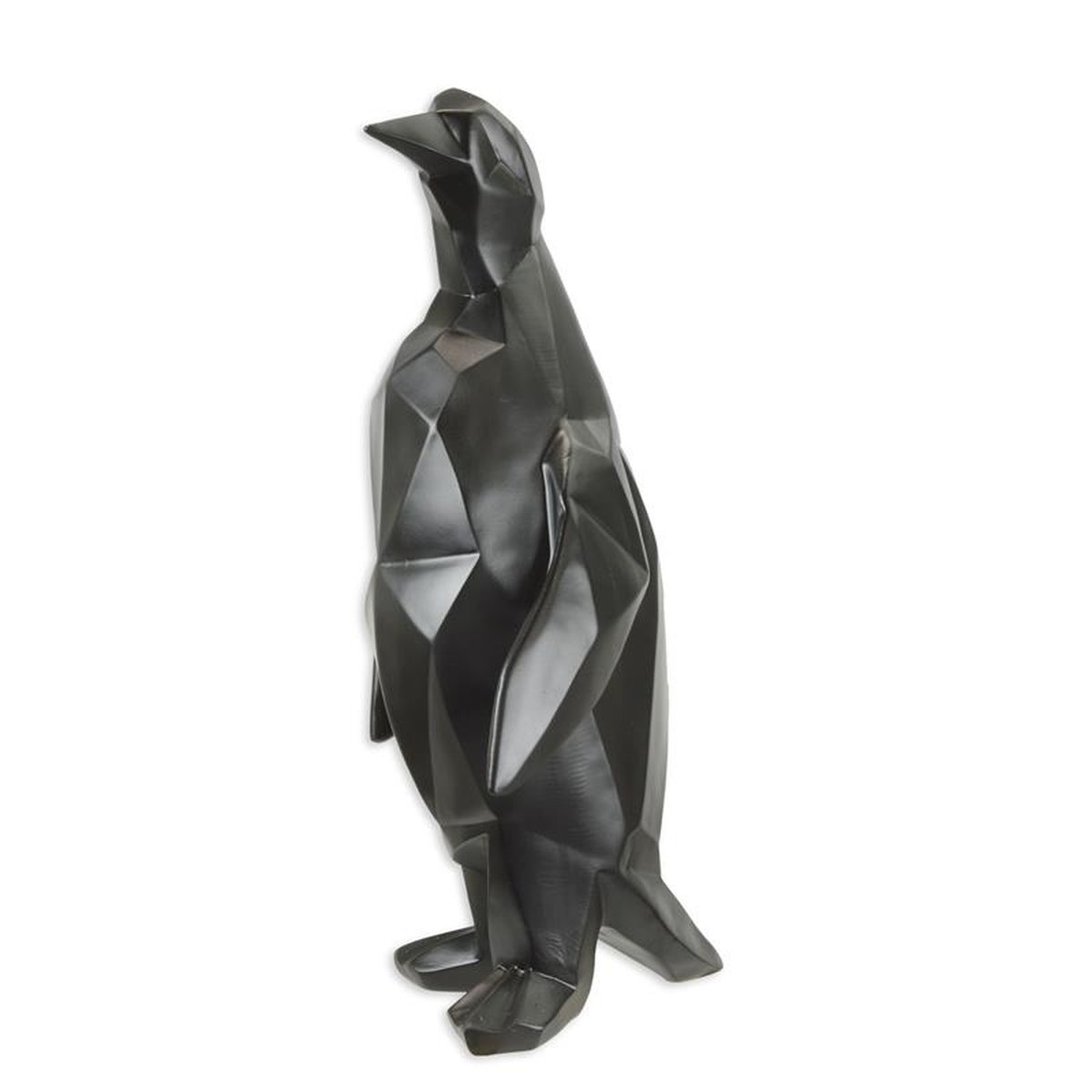 A RESIN POLYGONAL FIGURINE OF A PENGUIN, BLACK