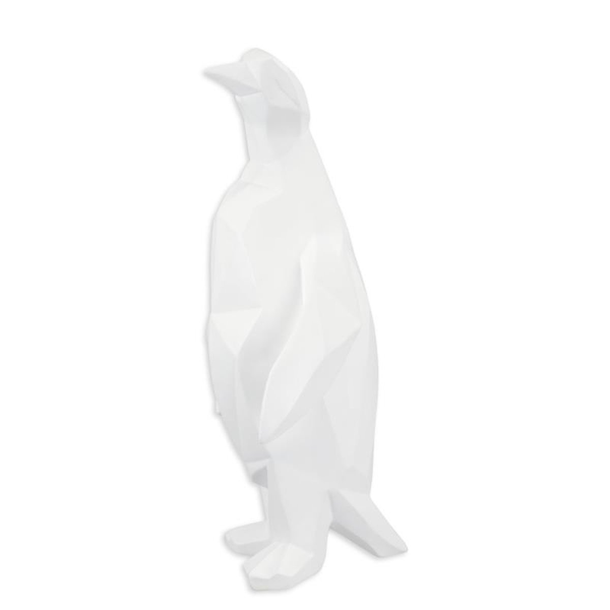 A RESIN POLYGONAL FIGURINE OF A PENGUIN, WHITE