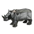 A RESIN POLYGONAL FIGURINE OF A RHINOCEROS, BLACK