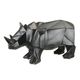 A RESIN POLYGONAL FIGURINE OF A RHINOCEROS, BLACK