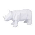 A RESIN POLYGONAL FIGURINE OF A RHINOCEROS, WHITE