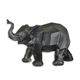 A RESIN POLYGONAL FIGURINE OF AN ELEPHANT, BLACK