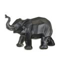 A RESIN POLYGONAL FIGURINE OF AN ELEPHANT, BLACK