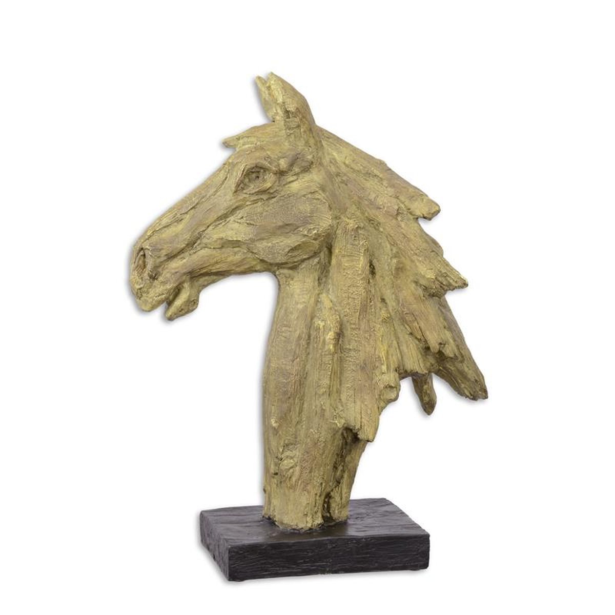 A RESIN SCULPTURE OF A HORSE HEAD