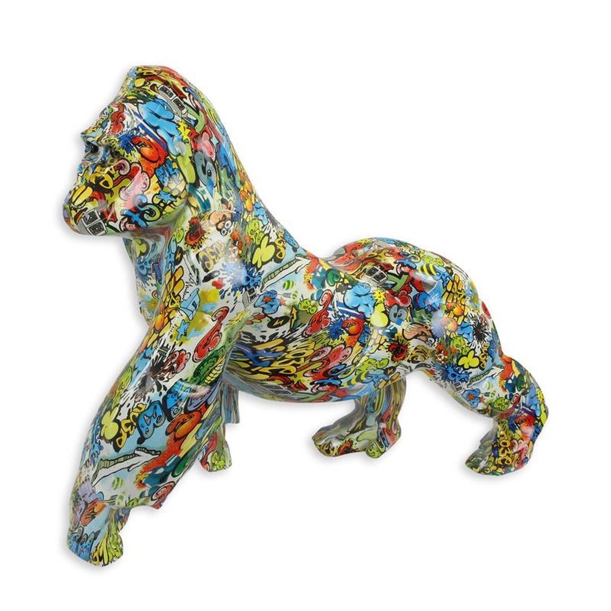 A RESIN SCULPTURE OF A HYDROGRAPHIC DIPPED GORILLA