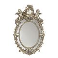 A RESIN SILVER MIRROR FLANKED BY TWO PUTTI