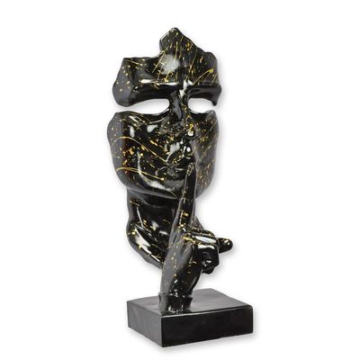 A RESIN SPEAK NO EVIL" MASK - BLACK GOLD"