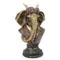 A RESIN STEAMPUNK BUST OF A DRESSED ELEPHANT