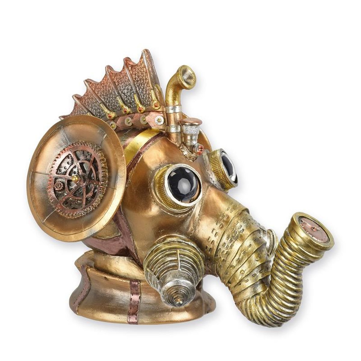A RESIN STEAMPUNK ELEPHANT HEAD
