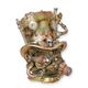 A RESIN STEAMPUNK FIGURINE OF A CAT HEAD