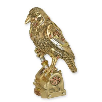 A RESIN STEAMPUNK FIGURINE OF A CROW