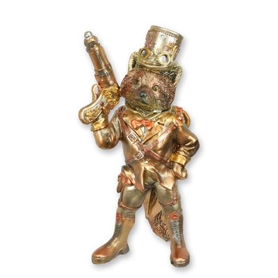 A RESIN STEAMPUNK FIGURINE OF A FOX