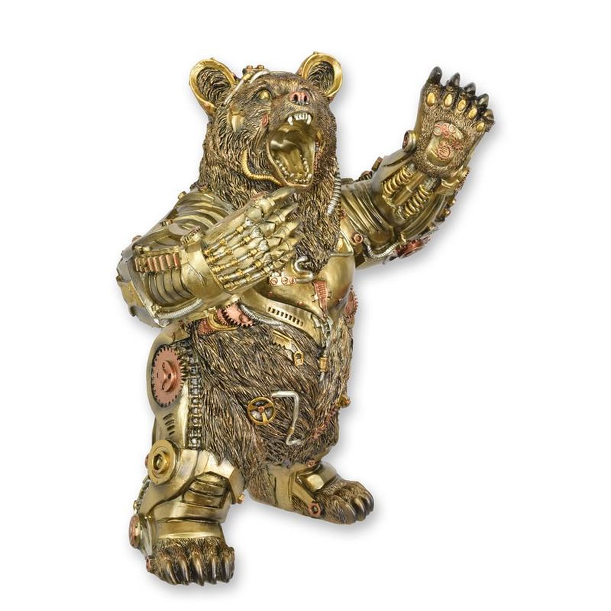 A RESIN STEAMPUNK FIGURINE OF A GRIZZLY BEAR